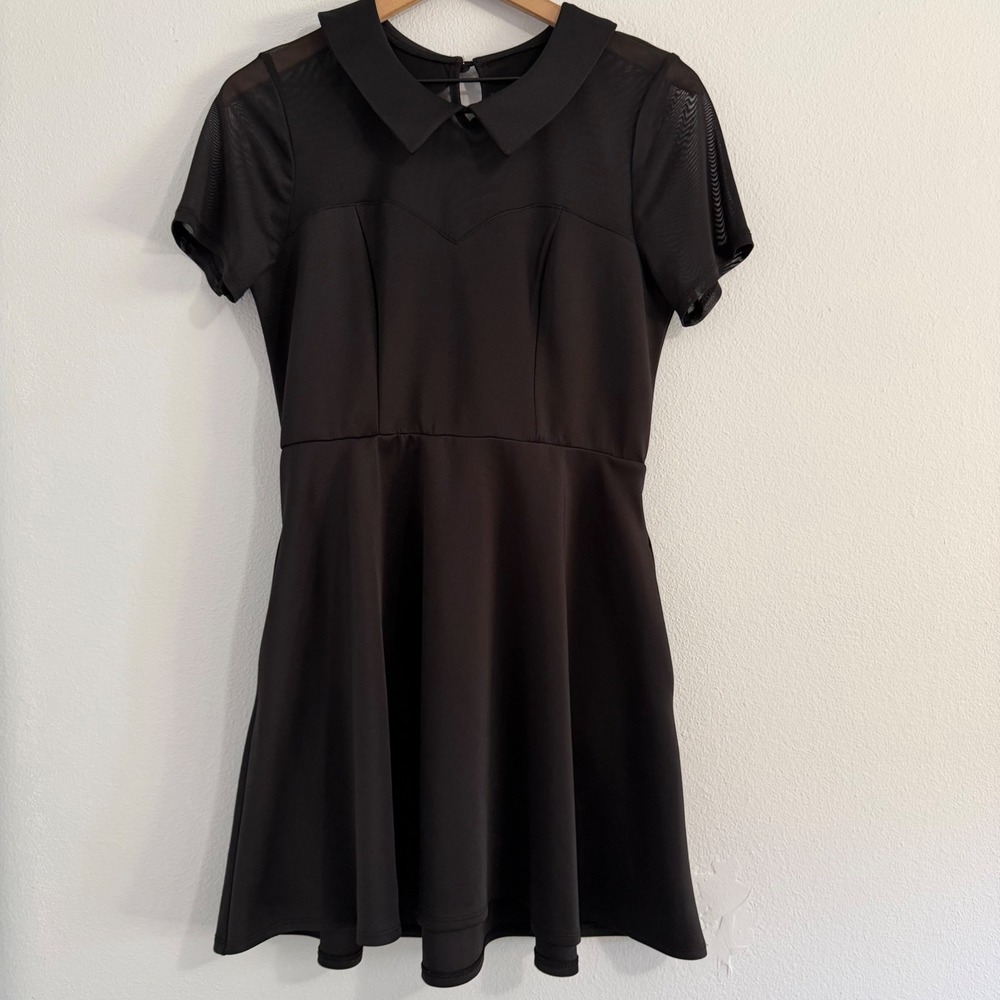 Hot Topic - Black Fit & Flare Scuba‎ and Mesh Dress